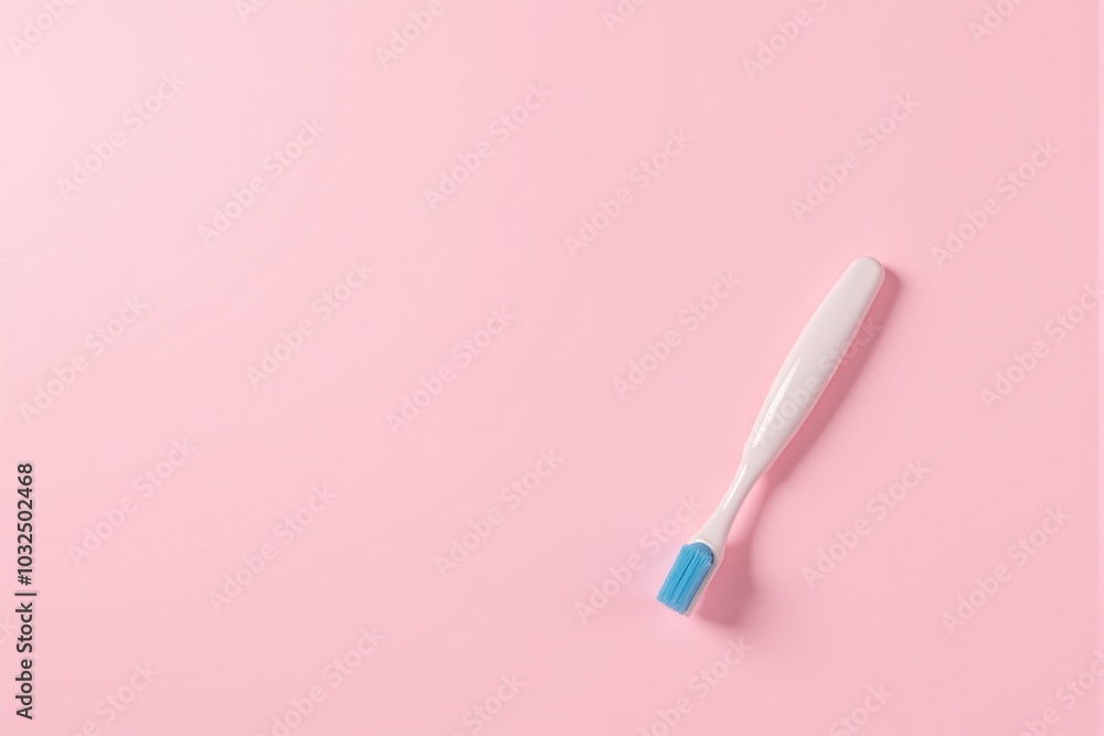 A toothbrush resting on a pastel pink background with soft lighting A toothbrush resting on a pastel pink background with soft lighting