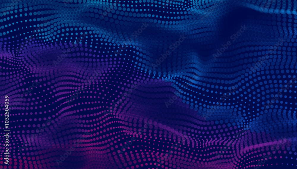 Futuristic digital wave pattern with vibrant gradient dots and flowing motion, ideal for tech and data visualization Futuristic digital wave pattern with vibrant gradient dots and flowing motion, ideal for tech and data visualization