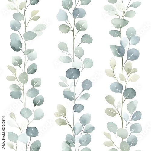 Watercolor Eucalyptus Branch Pattern