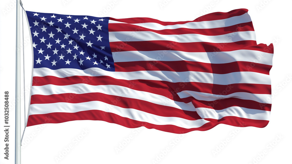 Waving American Flag Isolated on White Background Waving American Flag Isolated on White Background