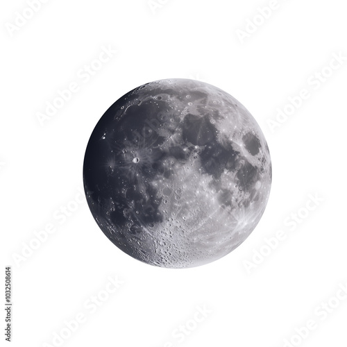 Detailed Lunar Surface of the Full Moon Isolated on Transparent Background - Made with Generative AI