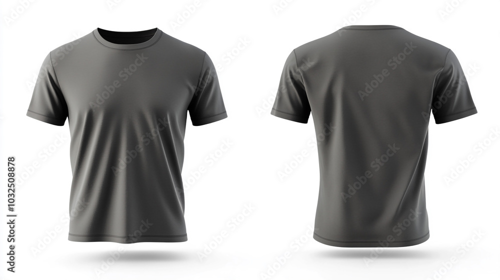 Blank Gray T Shirt Mockup Front and Back View Blank Gray T Shirt Mockup Front and Back View