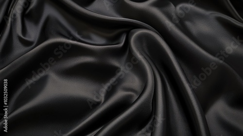 Black Silk Fabric Drape Elegant Smooth Luxury Texture Background