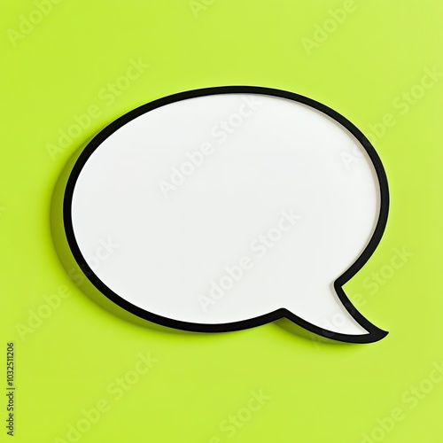 White Speech Bubble with Black Outline on Green Background