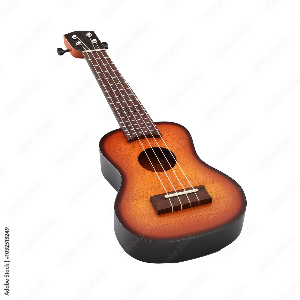 PNG ukulele 3d icon, cartoon style minimal on transparent, isolate on white background PNG ukulele 3d icon, cartoon style minimal on transparent, isolate on white background