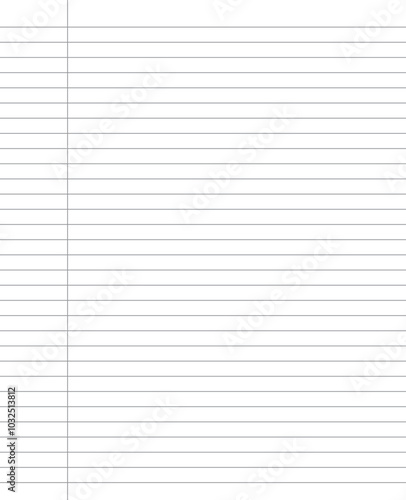 Composition notebook lined paper on a white background