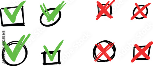 check mark and cross in the list