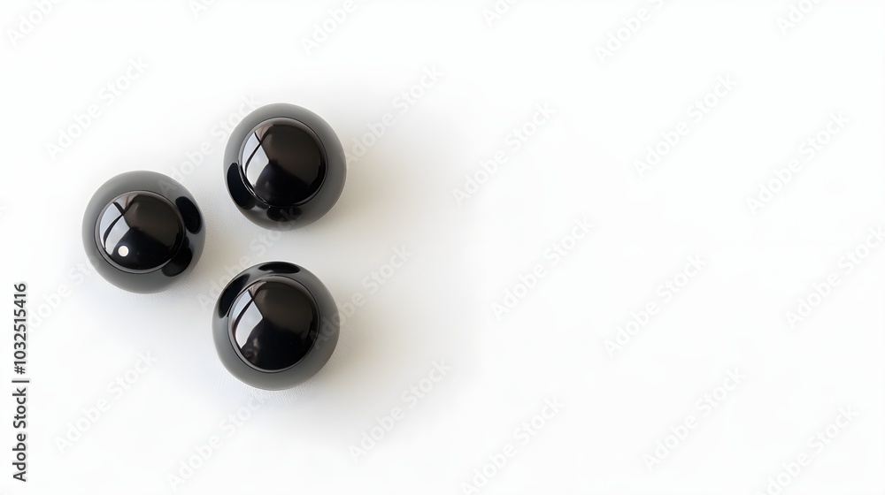 A pair of black wireless earbuds, isolated on a white background, with clean, compact design and visible charging contacts A pair of black wireless earbuds, isolated on a white background, with clean, compact design and visible charging contacts