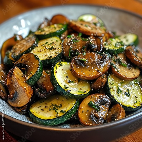 Sauteed Zucchini and Mushrooms with Herbs and Spices