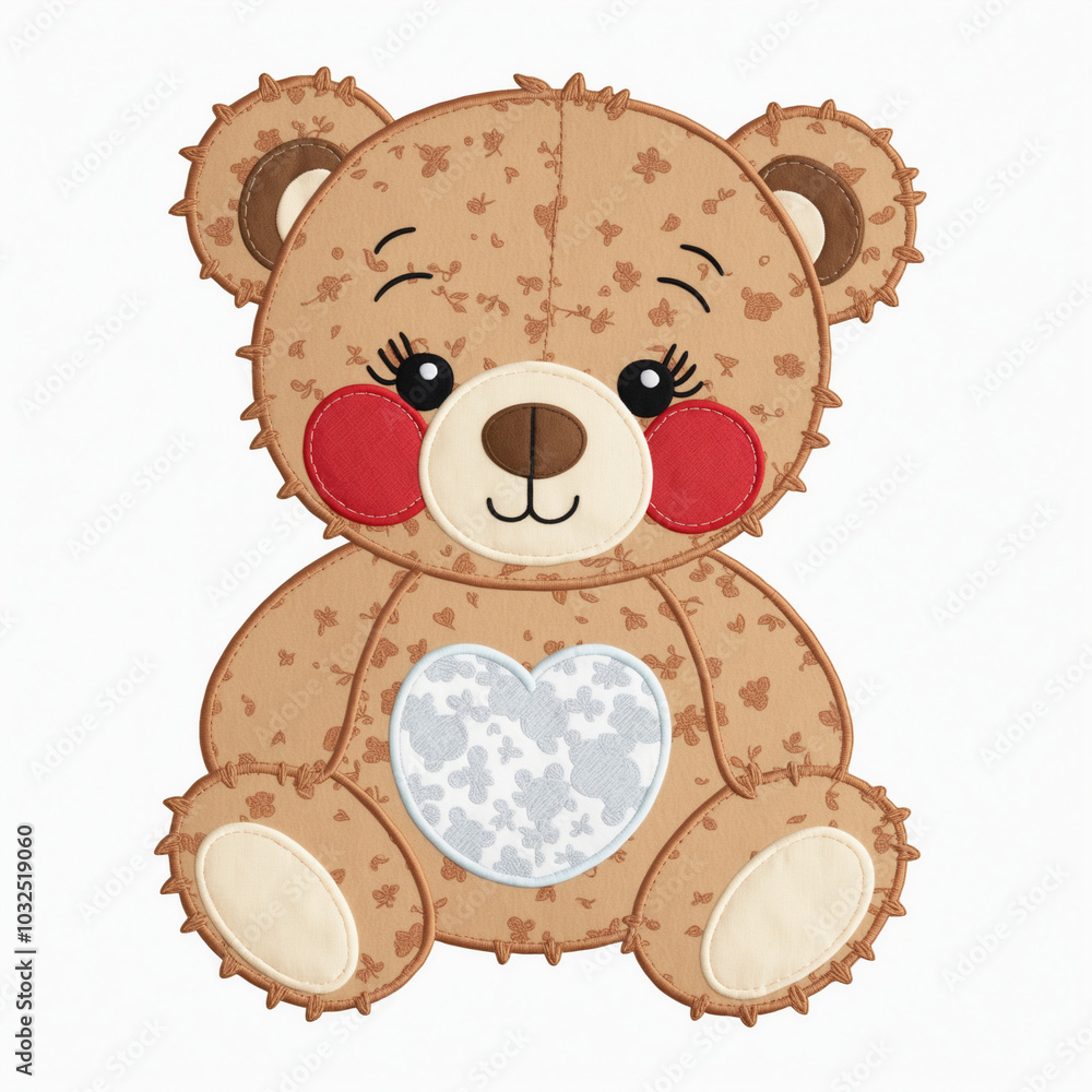 Cute teddy bear on white background, applique for kids t-shirts Cute teddy bear on white background, applique for kids t-shirts