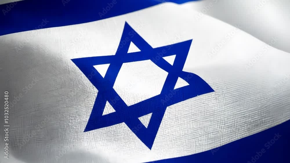 Background. Close-up of the Israeli flag, showing the Star of David symbol on a smooth waving fabric. Background. Close-up of the Israeli flag, showing the Star of David symbol on a smooth waving fabric.