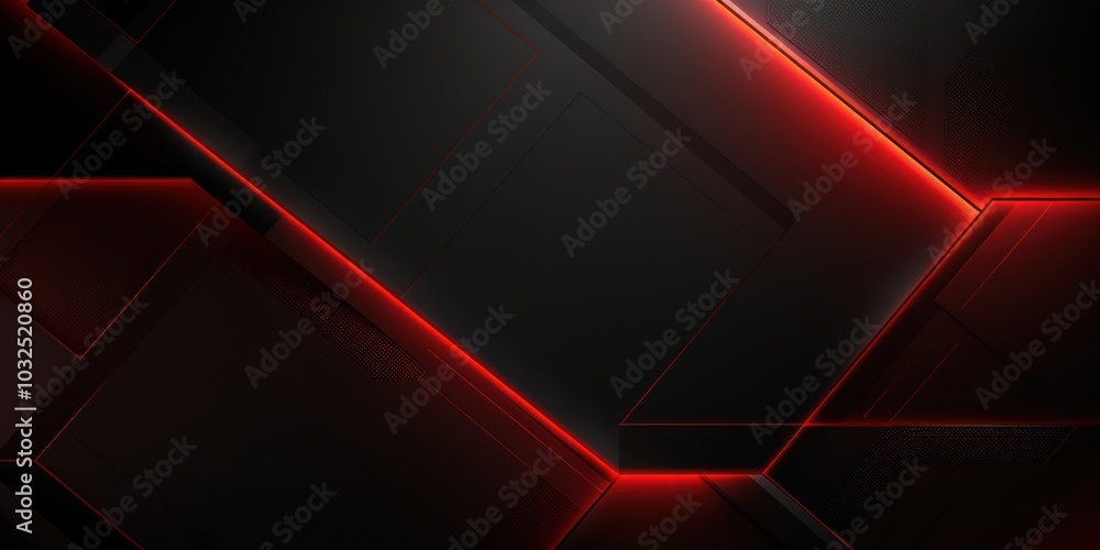 Obraz premium Futuristic red and black geometric background. Neon highlights, modern design