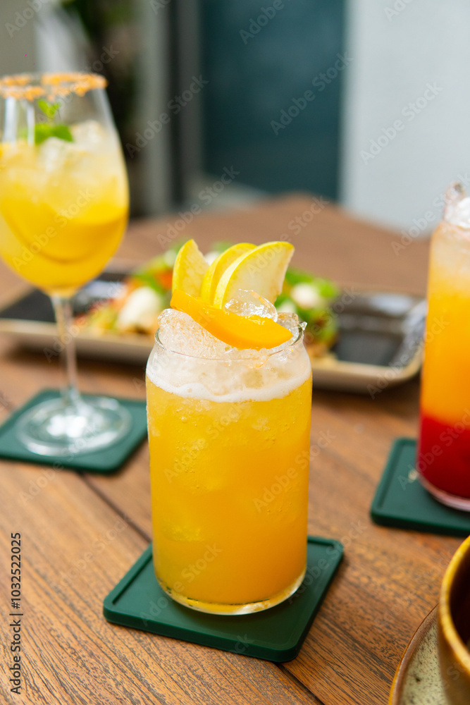 Fototapeta premium drinking cocktail mocktail at bar lounge club juice freshness fresh fruit syrup