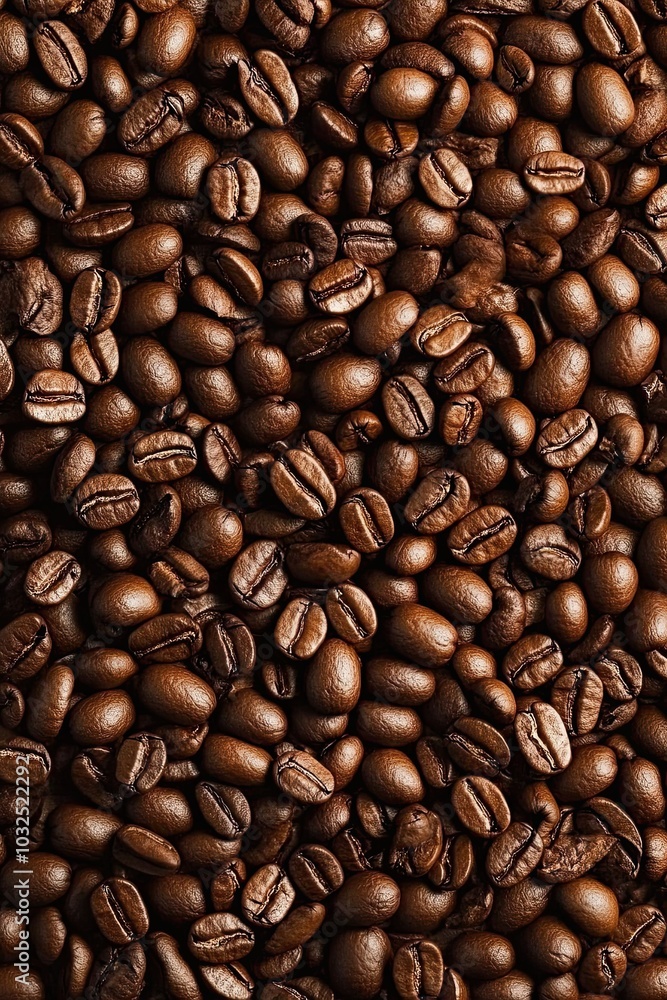 Obraz premium Coffee beans, top view, wallpaper, background, banner