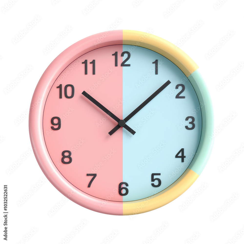 PNG wall clock featuring a two-tone 3d icon, cartoon style minimal on transparent, isolate on white background PNG wall clock featuring a two-tone 3d icon, cartoon style minimal on transparent, isolate on white background