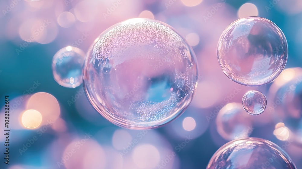 Macro photo of bubbles in water. Background with foam made of soap Macro photo of bubbles in water. Background with foam made of soap
