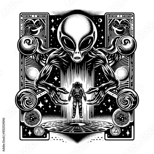 astronaut with a scary alien