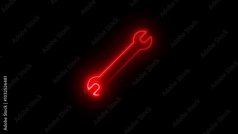 Glowing neon blue color wrench tools icon isolated on black background. Service tool symbol concept. Glowing neon blue color wrench tools icon isolated on black background. Service tool symbol concept.
