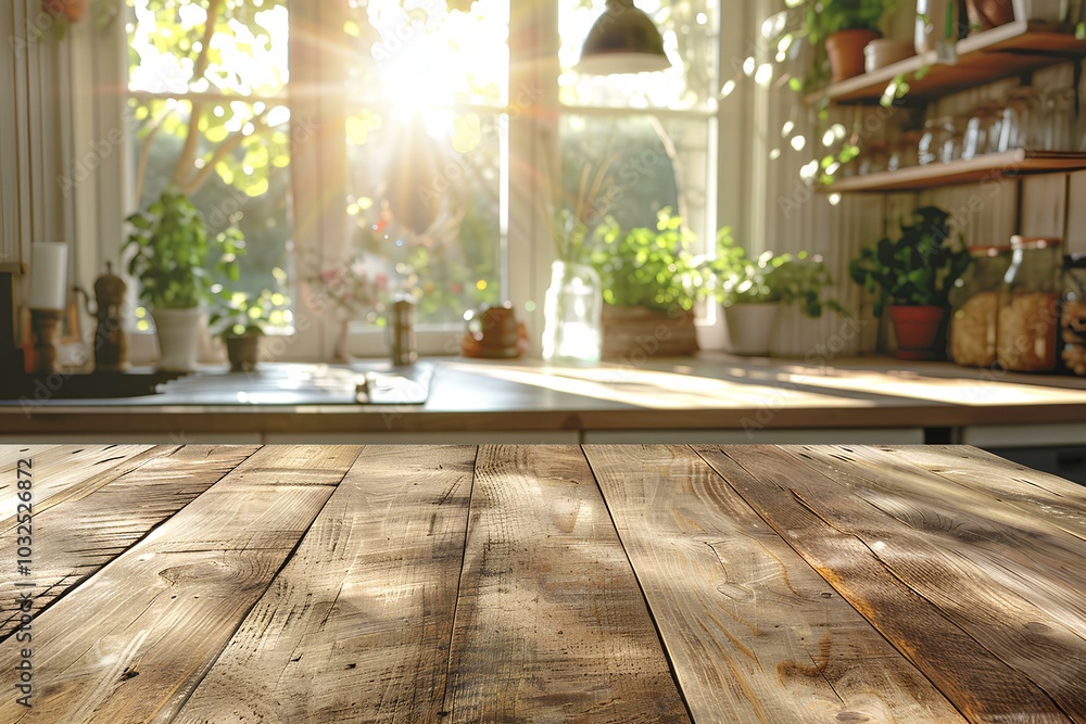 A wooden table sitting in front of a window A wooden table sitting in front of a window