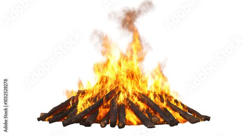 Fire, Bonfire, Flames with Smoke, on Transparent PNG Background, Photo Realistic, Wallpaper, Cover and Screen for Smartphone, PC, Laptop, Transparent PNG