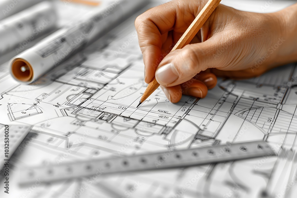 Detailed Architectural Plans with a Hand Sketching Measurements Detailed Architectural Plans with a Hand Sketching Measurements