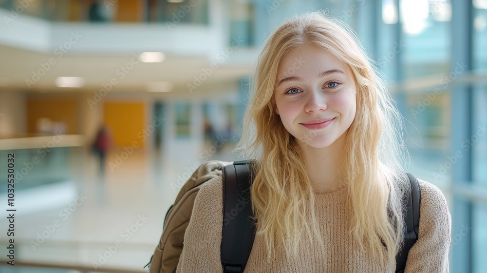 Confident High School Student in Library Confident High School Student in Library