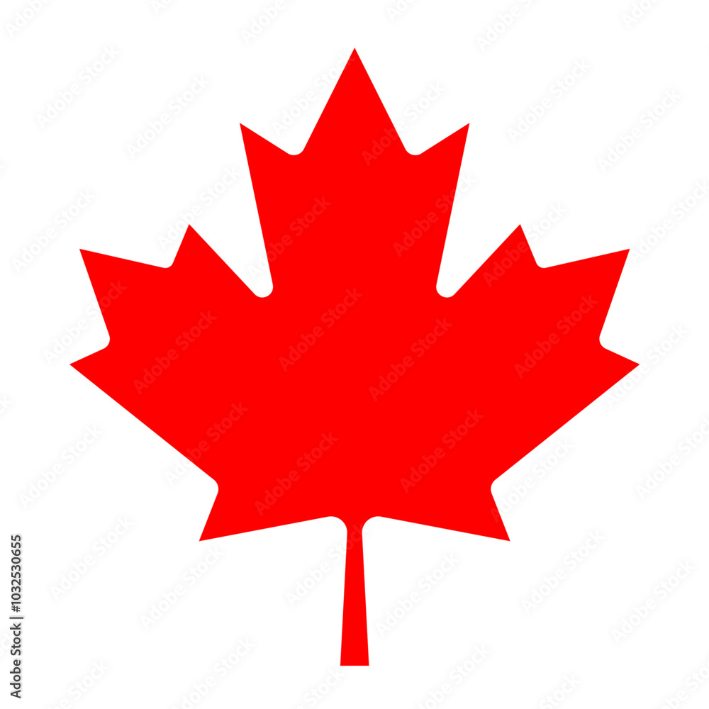 Round flag of Canada. Flat flag of Canada. Red and white flag. Flag for printing. A red maple leaf on a white background Round flag of Canada. Flat flag of Canada. Red and white flag. Flag for printing. A red maple leaf on a white background