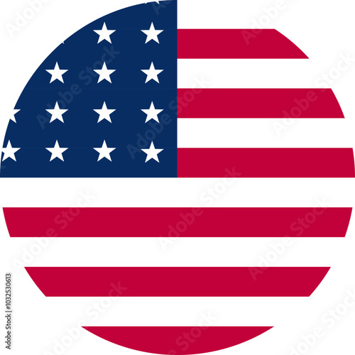 Round flag of the United States. Flat flag of the USA.	