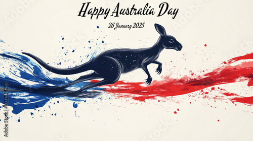 Happy Australia Day message greeting written card, Celebrate Australia-Day holiday on January 26
 photo