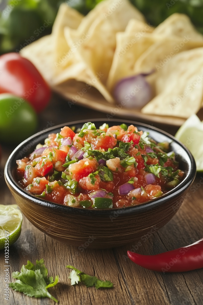 Fresh and Vibrant Homemade Salsa with Tortilla Chips Fresh and Vibrant Homemade Salsa with Tortilla Chips