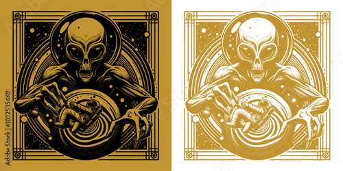 mysterious alien hovering design