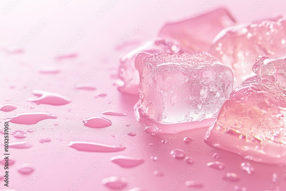 Ice Cubes on Pink Surface Ice Cubes on Pink Surface