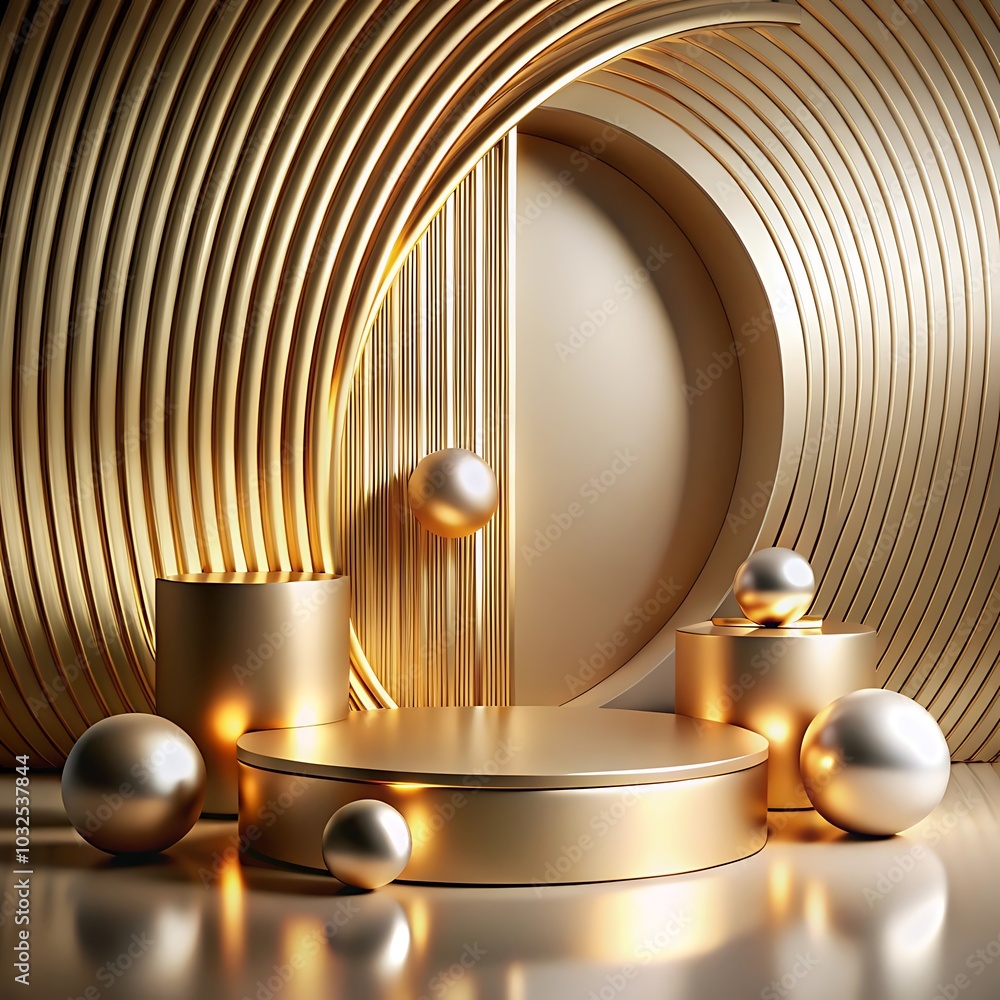 Minimalist product display, Circular golden frame, Minimalist product display, Circular golden frame,
