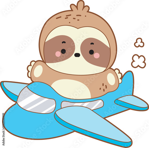 Cute sloth vector icon. Funny baby sloth animal series stock illustration. Slow life of fluffy sloth designs.
