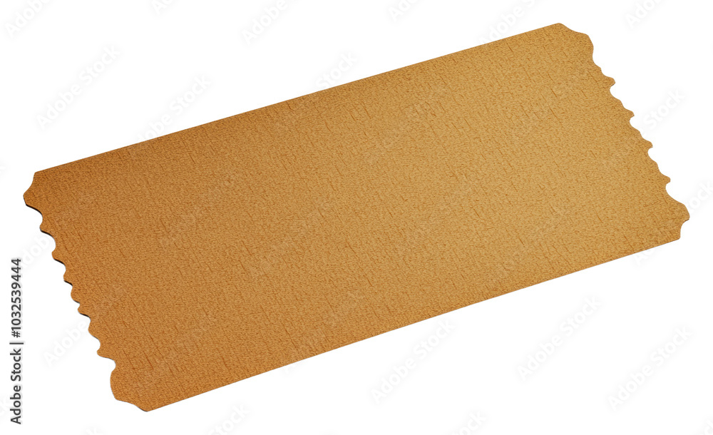 Simple golden ticket design on a plain background isolated on transparent background Simple golden ticket design on a plain background isolated on transparent background