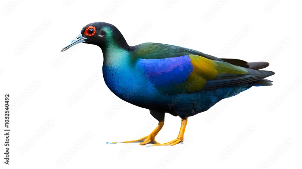 Fototapeta premium Purple Gallinule Bird, on Transparent PNG Background, Photo Realistic, Wallpaper, Cover and Screen for Smartphone, PC, Laptop, Transparent PNG