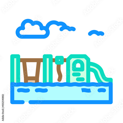 flooded park disaster color icon vector. flooded park disaster sign. isolated symbol illustration