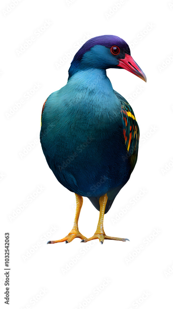 Obraz premium Purple Gallinule Bird, on Transparent PNG Background, Photo Realistic, Wallpaper, Cover and Screen for Smartphone, PC, Laptop, Transparent PNG