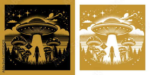 a flying ufo catch a woman in the forest