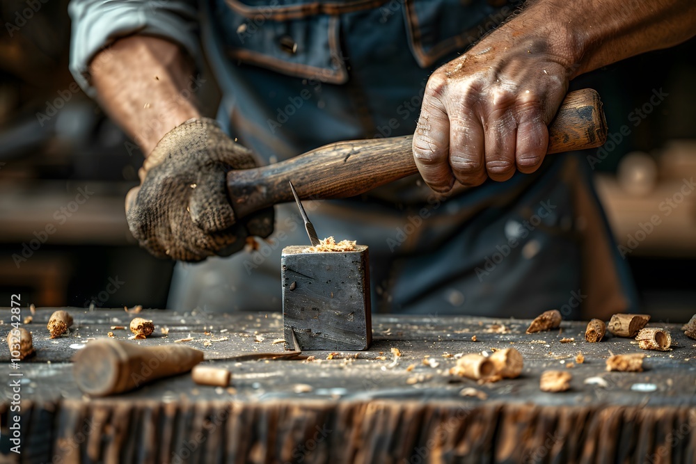 Craftsmanship in Action: A Woodworker Shaping Timber with Precision Craftsmanship in Action: A Woodworker Shaping Timber with Precision