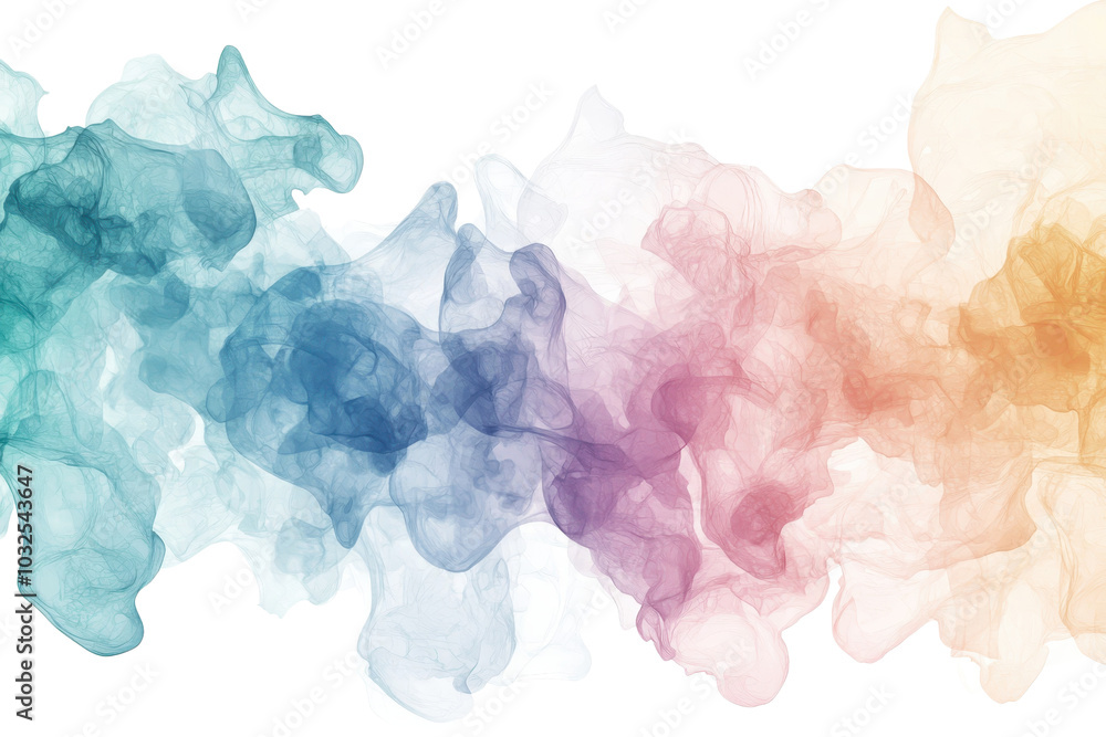 Fototapeta premium Vibrant abstract smoke in shades of blue, purple, and orange, forming a dynamic, colorful background, ideal for creative and artistic projects.