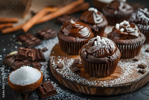 Decadent Chocolate Cupcakes with Toppings and Ingredients