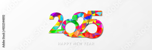 Happy new year - best wishes 2025 with colorful truncated number. Perfect vector for poster, banner, greeting and new year 2025 celebration.