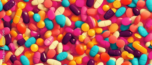 colorful tablets scattered, wallpaper, background