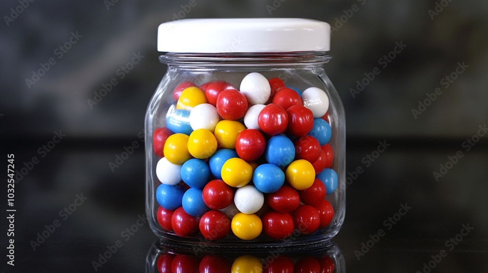 Colorful Candy Balls in Glass Jar Sweet Treats Party Favors Colorful Candy Balls in Glass Jar Sweet Treats Party Favors