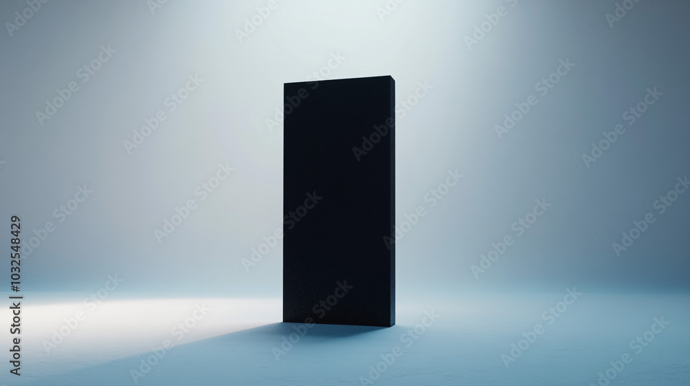 Black Monolith in Empty Space Minimalist 3D Render Abstract Background Black Monolith in Empty Space Minimalist 3D Render Abstract Background