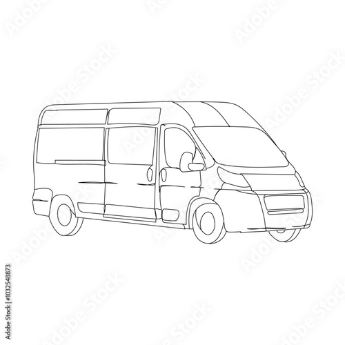 dessin en ligne continue d'un camion de livraison, line art, vecteur