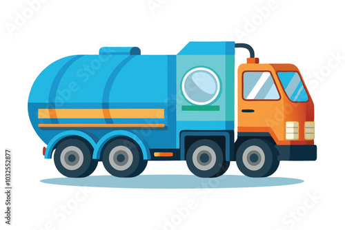 Septic truck vector illustration. Vacuum truck for sewage sludge transportation on white background