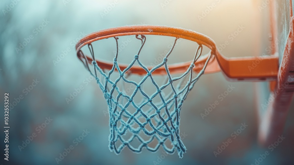 Naklejka premium Frozen Basketball Hoop in a Winter Wonderland