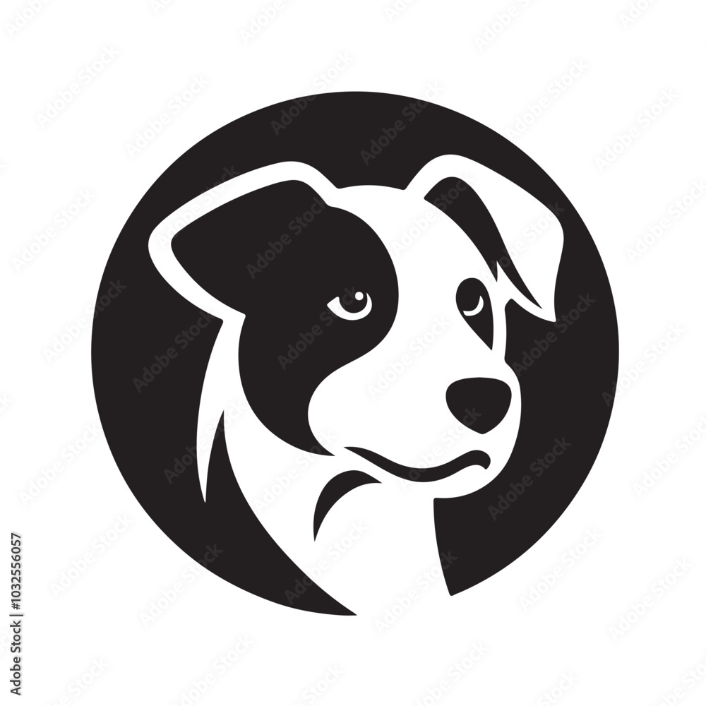 A black and white logo design depicting a dog's head.eps A black and white logo design depicting a dog's head.eps